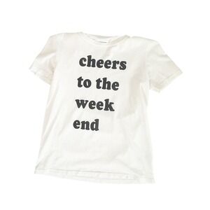 Sol Angeles Cheers To The Week End Graphic T-Shirt White Cotton‎ Small USA Made